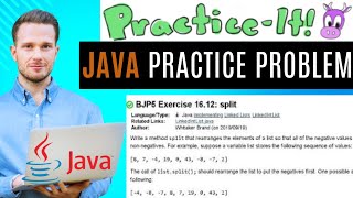 Java Practice It | Exercise 16.12: split | LinkedList, #implementing instance methods