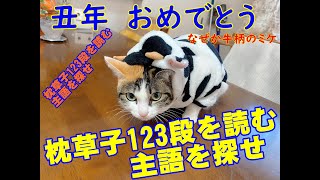 猫爺　じーじ　珍説・主語を探す　枕草子１２３段