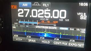 Superbowl channel AM 27.025 Mhz 11m propagation between USA and France 27/02/2023