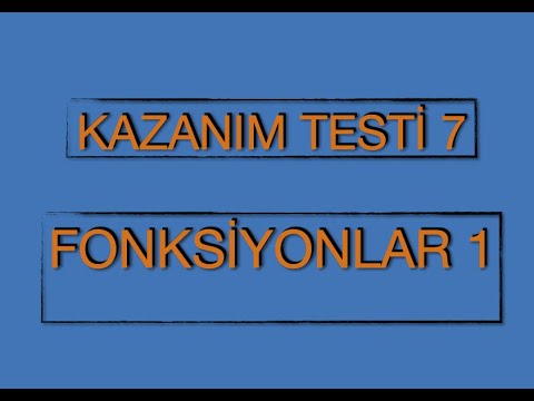 10. Sınıf MEB Kazanım Testleri 7 Fonksiyonlar 1 - YouTube