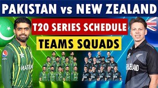 Pakistan vs New Zealand T20 series schedule 2024 & teams squads. Pakistan Squad | New Zealand Squad
