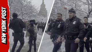Mob Torments NYPD in Chaotic Snowball Fight