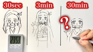 竈門禰󠄀豆子を時間ごとに描いてみた　Speed challenge : drawing Nezuko 【鬼滅の刃】