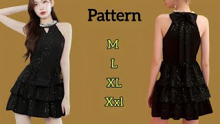 Elegant Raglan Evening Dress Pattern | Step-by-step Tiered Skirt Tutorial