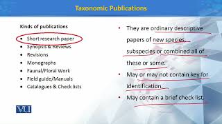 Taxonomic Publications | Principles of Systematics | ZOO511T_Topic152