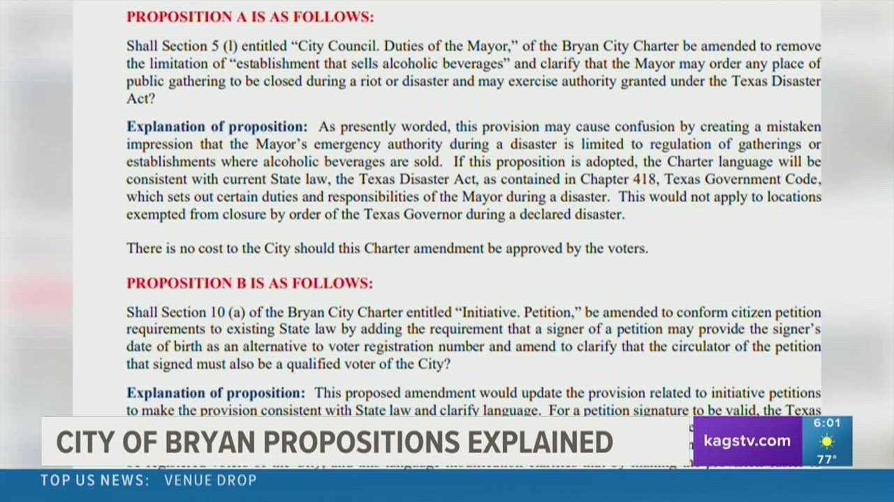 Ahead Of November, The City Of Bryan Is Seeking Votes For Propositions ...