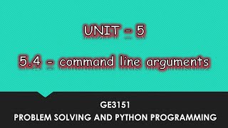 Command Line Arguments In Python | Tamil | UNIT-5 CSE | P26 | #GE3151 | Quick Through