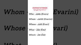 #Interrogative Pronouns (ప్రశ్నార్థక సర్వనామాలు)#Learning English#English Grammar