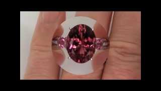 GIA CERTIFIED Estate 7.60 ct Pink Tourmaline \u0026 Diamond Engagement Ring 18K White Gold