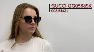 GUCCI GG 0588SK GG0588SK Sunglasses on a 360 turntable and model.