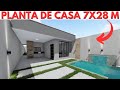 PLANTA DE CASA 7X28 METROS COM 3 QUARTOS!