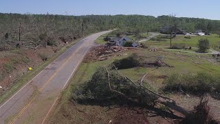 Drone video shows storm damage in Upson County, Georgia