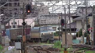 【4093ﾚ】 東北本線 久喜通過中に緊急停車を思わせる急な減速を見せる!! EF66 118牽引