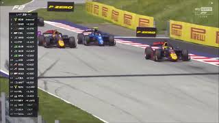 Franco Colapinto overtake on Pepe Marti F2 Austrian GP 2024 feature race