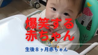 【生後８ヶ月】ケラケラ爆笑する赤ちゃん/何かのツボにはまり笑いが止まりません