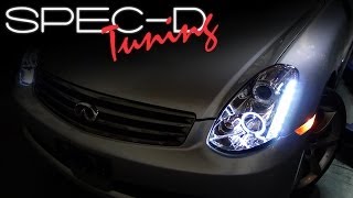 SPECDTUNING INSTALLATION VIDEO: 2005 - 2006 INFINITI G35 SEDAN PROJECTOR HEADLIGHTS