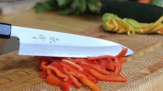 Kagekiyo Shirogami #2 210mm Gyuto vs Red Pepper