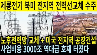 긴급속보 제룡전기 북미 전지역 전력선 교체 수주 사업비용 3000조 역대급 호재 트럼프 미국 전지역에 공장 건설 추진 역대급 호재