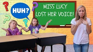 Miss Lucy Loses Her Voice at Pretend Toy School !!!