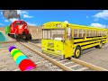 Trains vs bus on rails - BeamNG