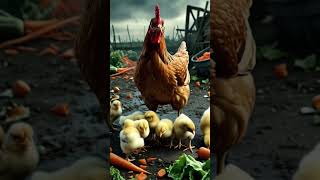 An Angry Hen and Scared Chicks: A Tale Amidst the Vegetable Waste #hen #chicks