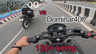 Ns200 vs Dominar 400 drag race||top end || city ride 🔥🔥🔥🔥#bajaj #ktm #motovlog #topend #dragrace