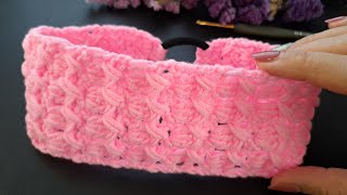 ฺBeautiful!!!💯👌  DIY crochet headband with simple stitch.