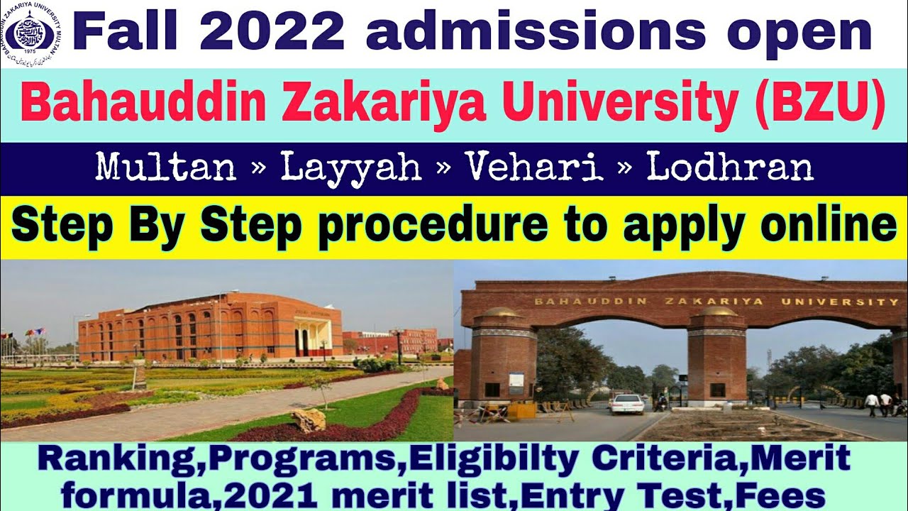 Bahauddin Zakariya University (BZU) Multan Admission 2022 »How To Apply ...