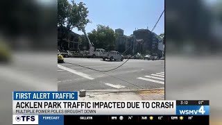 Nashville road closed after crash takes down power poles and traffic signal
