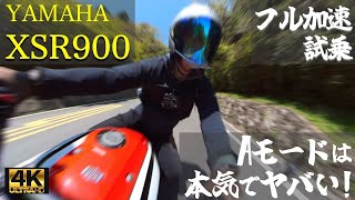 ヤマハ XSR900 試乗レビュー！Aモードの加速ヤバい。ヤマハはスズキより変態かも!? Yamaha XSR900 exhaust sound!