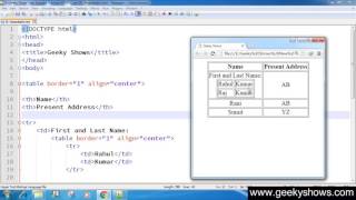 52. Nested Table in HTML (Hindi)