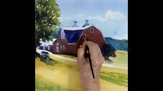 watercolor painting (the Red Barn)