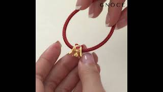 Gnoce Cute Rabbit with Red Bow 18K Gold Charm