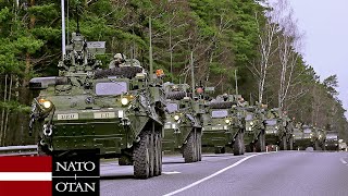 US military stryker vehicles have arrived in Latvia