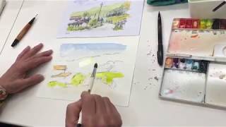 【22-1】  牧場風景１　藤森悠二水彩画　watercolor