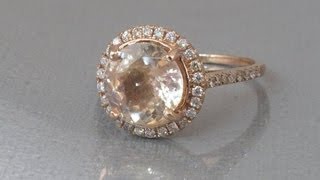 2.84 carat round peach champagne sapphire ring  P-171