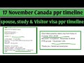 17 November Canada  ppr timeline today | Sowp, study visa, work permit and sowp ppr timeline today