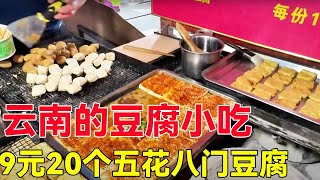 豆腐吃法千万种，云南人独爱烧着吃，9元20个五花八门的豆腐#云南美食 #不可错过的云南美食