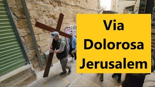 Christian Processions with a huge cross in the Jesus' Via Dolorosa, Jerusalem