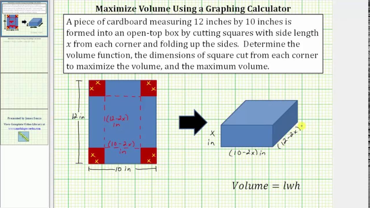 Determine The Maximum Volume Of An Open Top Box Using A Graph Only ...