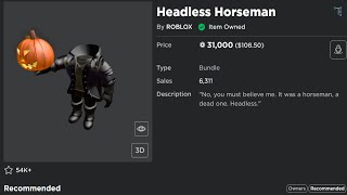 Playtube Pk Ultimate Video Sharing Website - buying the headless horseman on roblox 31k robux headless head