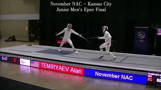 2018 November NAC Junior Men's Epee Gold: Temiryaev vs. Herbst