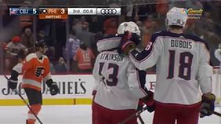 Cam Atkinson Hat-Trick vs. Flyers (Mar. 15, 2018) (All Calls)