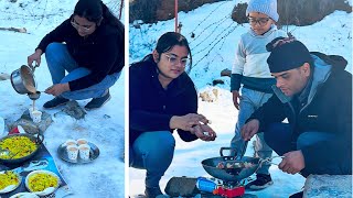 Pahadon me barf ke beech banaya poha aur chai, #familyvacation