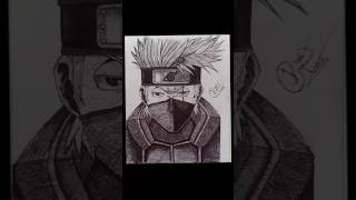 Kakashi drawing using black ink pen,red colour #art #kakashi #naruto #anime #dailyshorts  #drawing