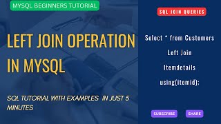 MySQL Left Join Operation | SQL Left Join Query | MySQL Tutorial | SQL Joins Query