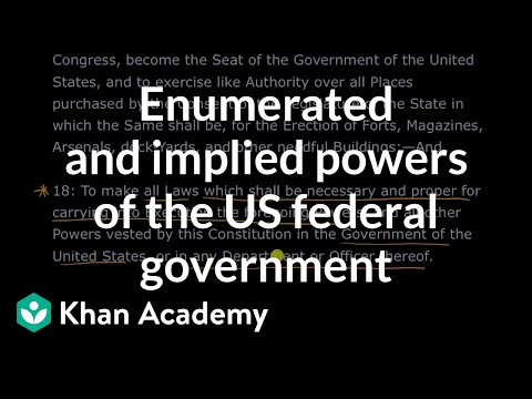 Which branch of the federal government has certain enumerated powers listed in the Constitution?