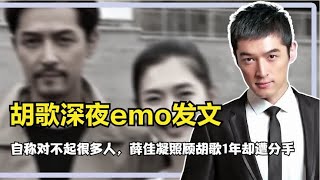 胡歌深夜emo发文，自称对不起很多人，薛佳凝照顾胡歌1年却遭分手