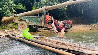 Agricultural vehicles transporting wood due to hot weather