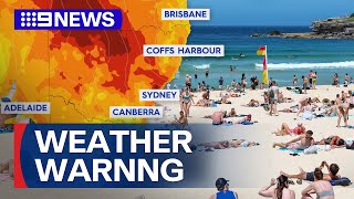 Bureau of Meteorology issues warnings as heatwave strikes NSW and Queensland | 9 News Australia